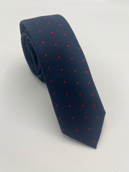 Cravatta Blu con pois Rossi